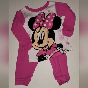 Disney Pink Minnie Mouse pj's pajamas long sleeve  and pants